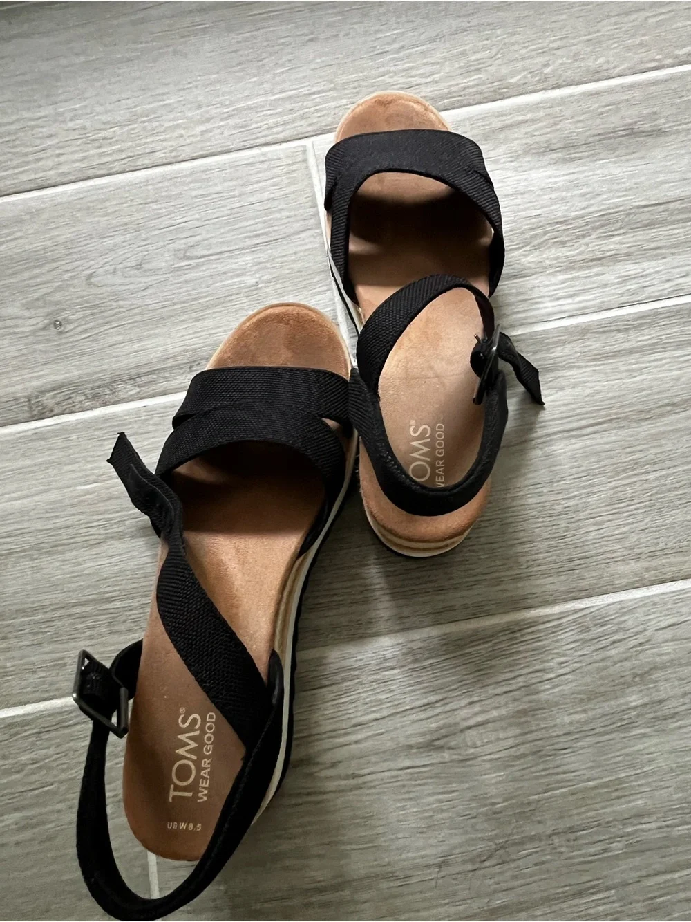 Tom’s Women's Black Platform Slingback Sandals